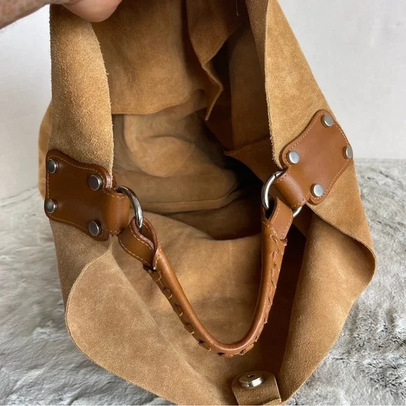 MAURIZIO TAIUTI Suede Leather Tan Color Hobo Bag - Picture 12 of 13